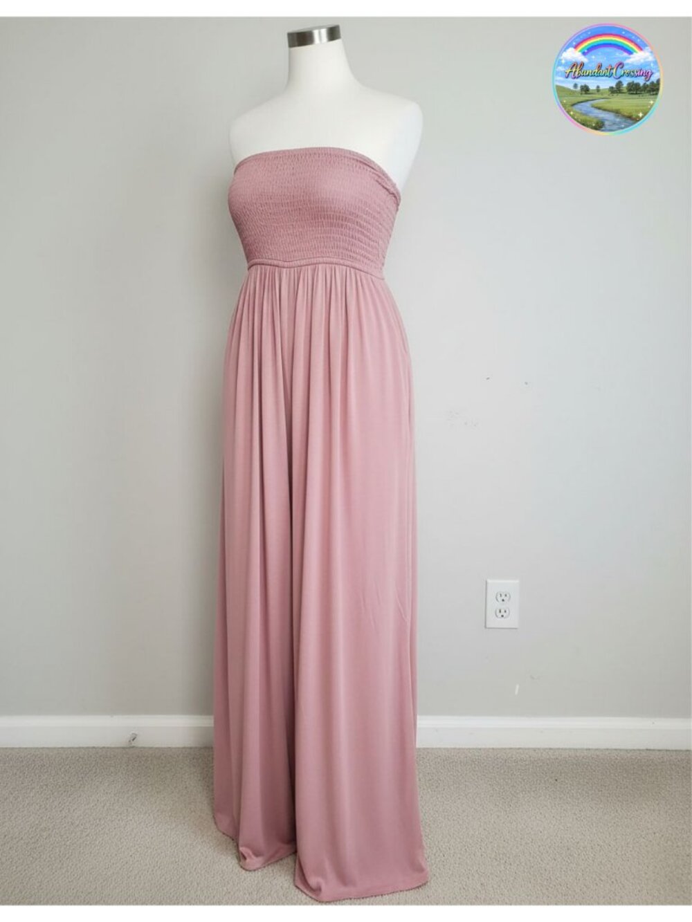 Women's Strapless Smocked Wide Leg Jumpsuit Sleeveless Long Party